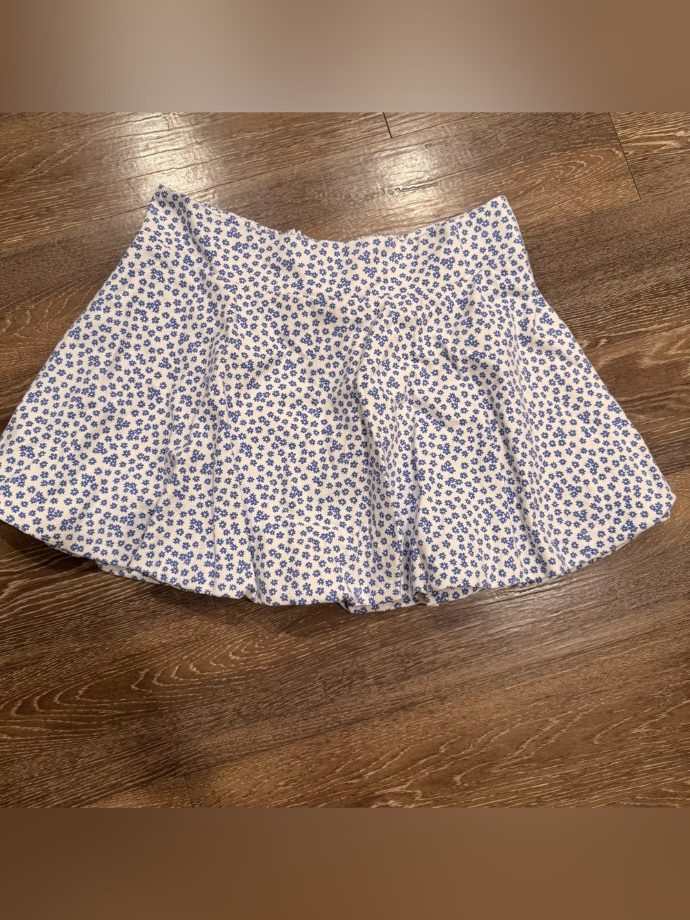 Maeve White Skirt with Blue Floral Print